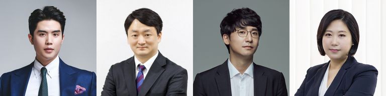 (왼쪽부터) '법무법인 한원'의 김정수 변호사, '법무법인 태원'의 김남석 변호사, '법무법인 믿음'의 김태형 변호사, '법무법인 신효'의 오세정 변호사. /로톡 DB