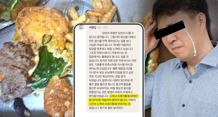 싱크대에 처박힌 햄버거 사진 담긴 리뷰⋯사진도 '모욕죄'로 처벌할 수 있습니다 기사 관련이미지