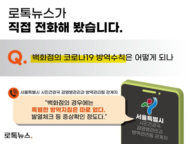 코로나19 감염 예방을 위해 백화점이 지켜야 할 방역수칙에 대해 서울시에 문의해봤다. /그래픽=조소혜 디자이너