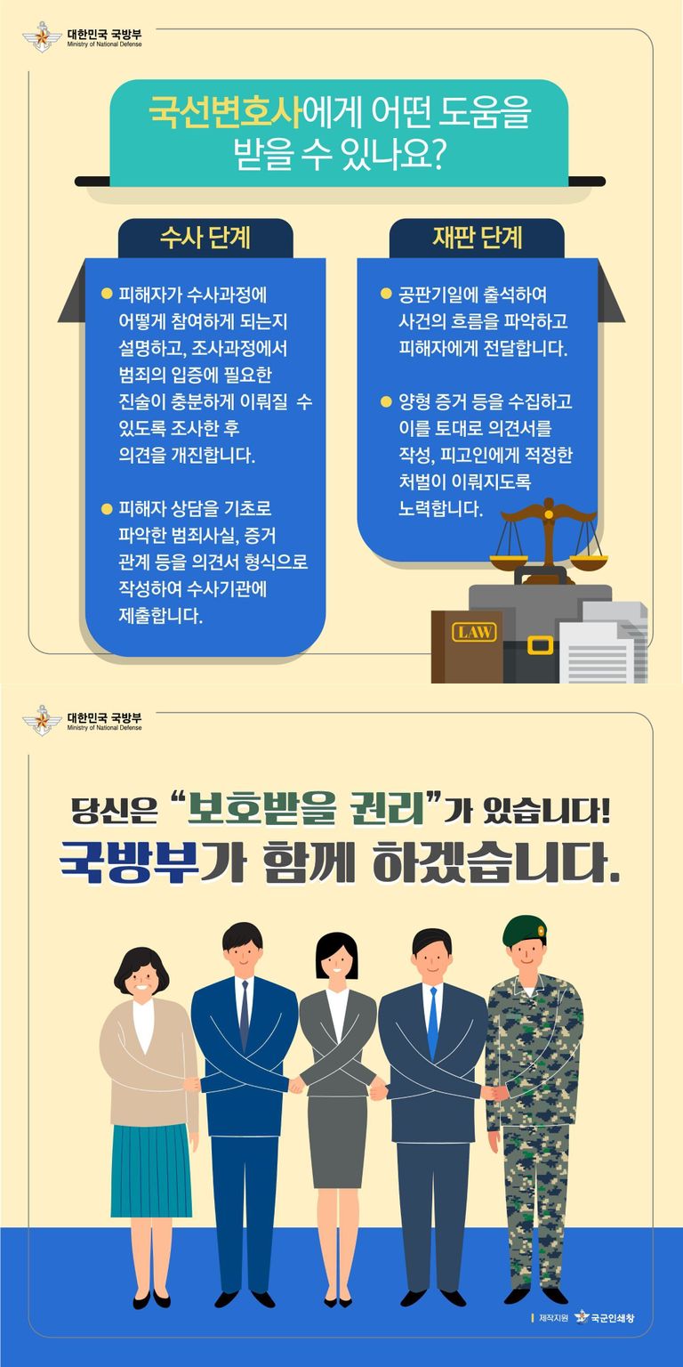 "모든 군 범죄 피해자가 보호받을 권리가 있다"며 피해자 군 범죄 피해자 국선변호사 제도를 홍보해왔던 국방부. /국방부 제공
