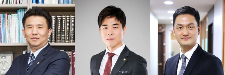 '법무법인 우성'의 정필승 변호사, '더프렌즈 법률사무소'의 이동찬 변호사, '법무법인 문장'의 임원택 변호사. /로톡뉴스DB⋅로톡DB