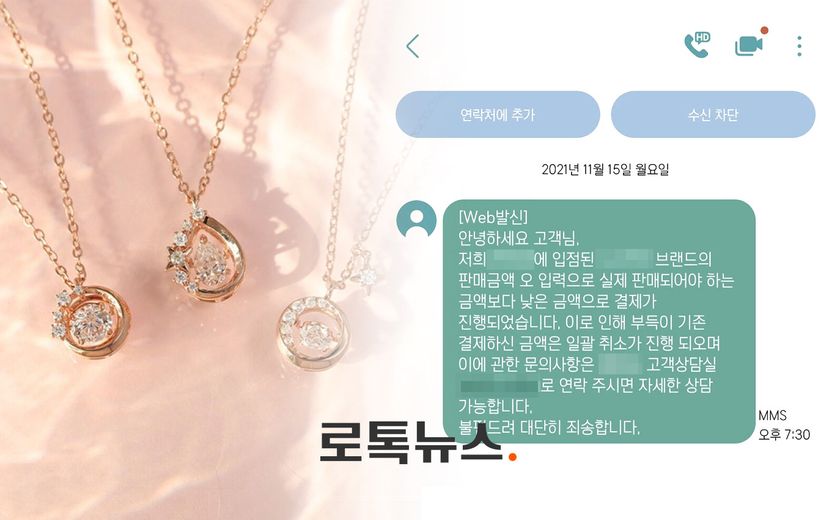 7만원대 목걸이를 7000원에…"쇼핑몰 실수니 제품 보내 달라" 요구, 법으로 보면 기사 관련이미지