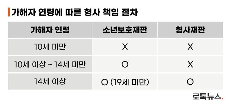 가해자 연령에 따른 형사책임 절차. /그래픽=조소혜 디자이너