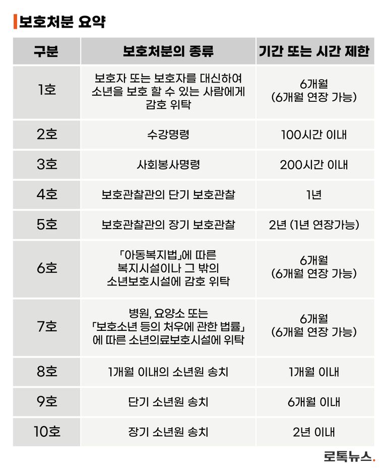 소년법에 따라 내려질 수 있는 소년보호처분. /그래픽=조소혜 디자이너