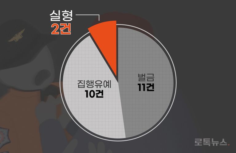 최대 5년 이하의 징역에 처할 수 있는 법 조항과 달리, 실형으로 무겁게 처벌된 사례는 23건 중 2건에 불과했다. /그래픽 및 편집=조소혜 디자이너