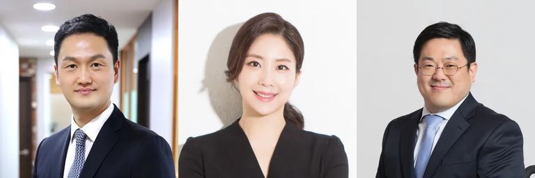 '법무법인 문장'의 임원택 변호사, '법무법인 한일'의 정은주 변호사, '법무법인 다움'의 이성준 변호사. /로톡DB