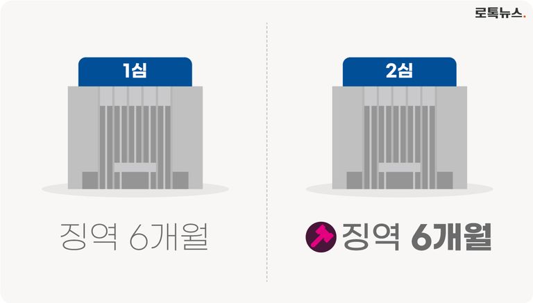 A씨 항소에도 불구하고 1심과 2심 모두 징역 6개월 실형을 선고했다. /그래픽=조소혜 디자이너