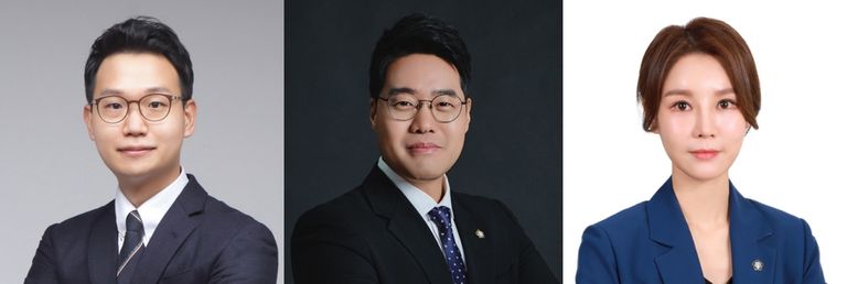 '법률사무소 원탑'의 권재성 변호사, '법무법인 비츠로'의 정현우 변호사, '태연 법률사무소'의 김태연 변호사. /로톡DB
