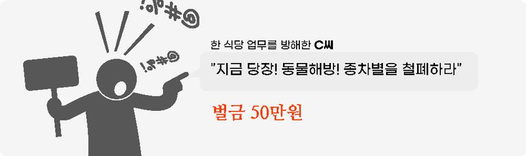 크리스마스에 신고나 양해 없이 운영 중인 식당에 들어가 구호를 외친 동물보호단체 회원에게 벌금 50만원이 선고됐다. /게티이미지코리아·편집=조소혜 디자이너