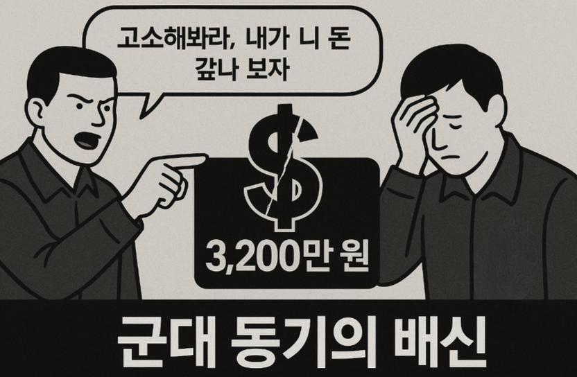 “고소해봐라” 군 동기에게 3200만원 빼앗기고 협박당한 남성의 반격 기사 관련이미지