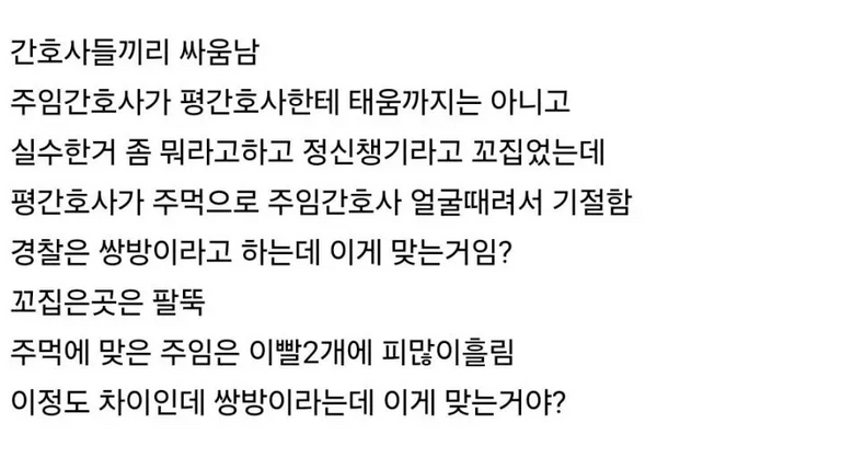 온라인 커뮤니티에 게시된 쌍방 폭행이 맞는지 묻는 게시물. /온라인 커뮤니티