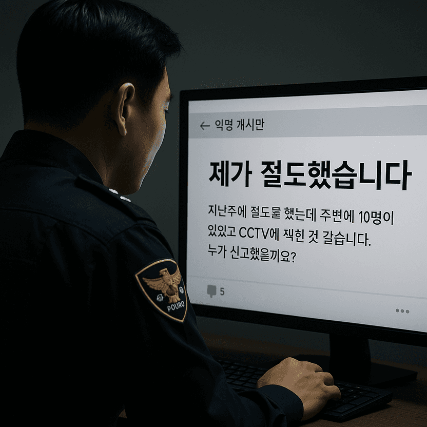 “CCTV에 찍힌 듯”…온라인에 올린 범죄 고백, 경찰 출동할까? 기사 관련이미지