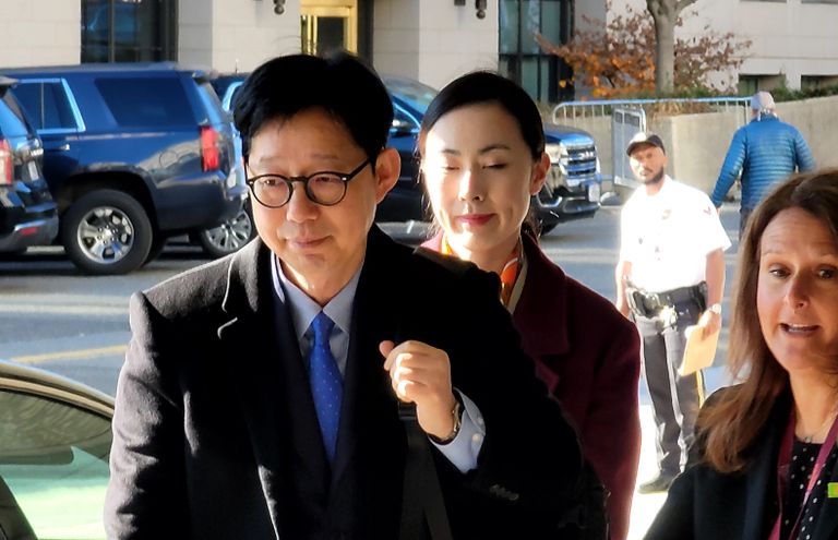 미국 국무부 청사에 입장하는 박윤주 외교1차관 /연합뉴스