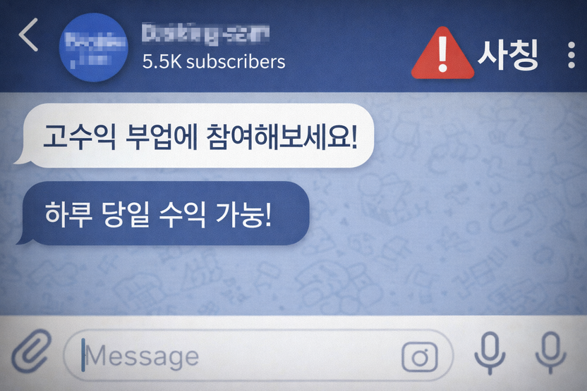 “고수익 보장” 텔레그램 부업의 배신…‘부킹닷컴’ 사칭에 1300만원 증발 기사 관련이미지