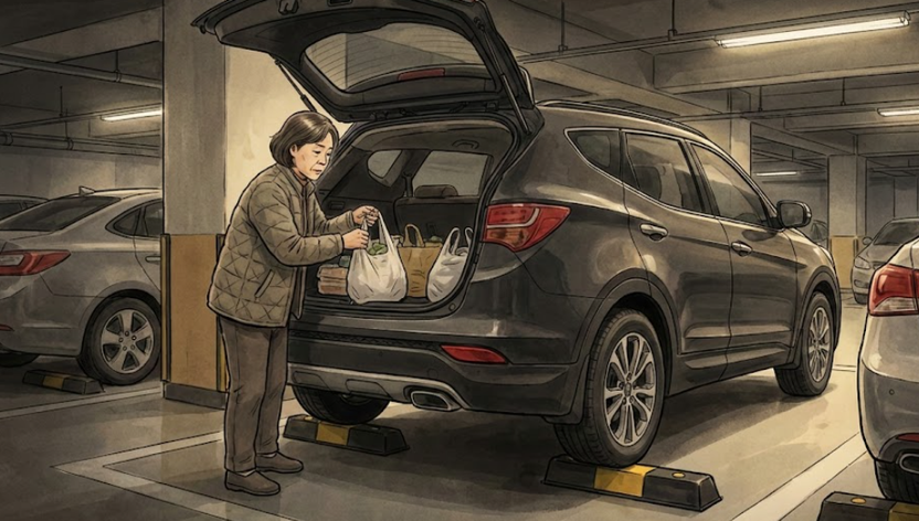 후진 기어 둔 SUV, 방지턱 넘어 짐 내리던 50대 덮쳐 숨져... 안전장치 쟁점 기사 관련이미지