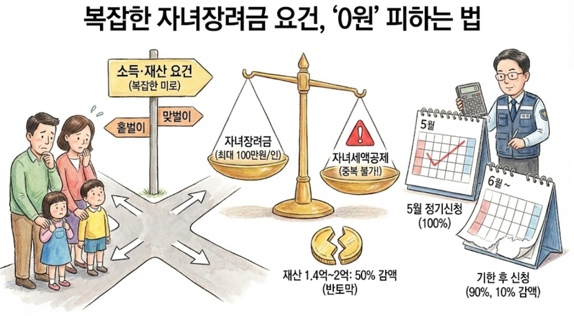 "1인당 100만 원 준다더니?"... 자녀장려금 '0원' 만드는 중복 적용의 함정 기사 관련이미지