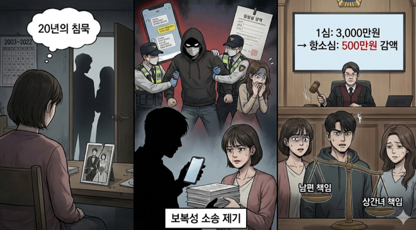 "22년 불륜" 묵인하던 아내, 상간녀가 남편 고소하자 소송⋯법원 "보복성, 위자료 삭감" 기사 관련이미지