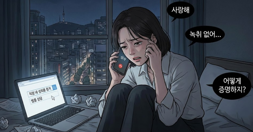 밤 9시 반 상사의 "사랑해", 녹취 없어도 직장내성희롱처벌 가능할까? 증거 확보 방법은? 기사 관련이미지