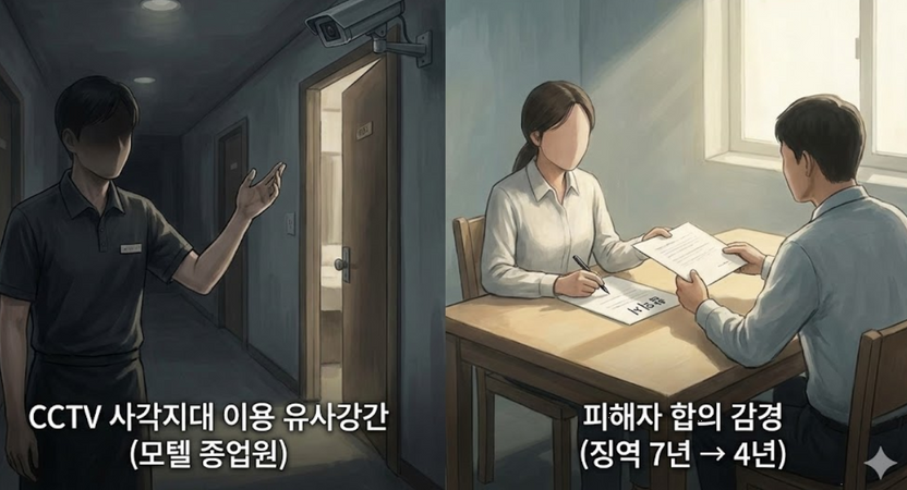 물벼락 맞고 CCTV 확인까지… 유사강간 모텔 직원, 합의로 징역 7년→4년 기사 관련이미지