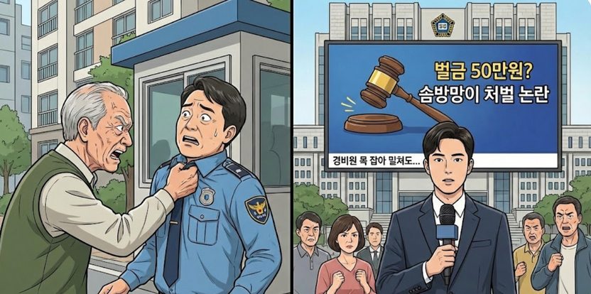 "기다리라니까!" 경비원 목 잡은 주민 고작 벌금 50만원, '갑질 면죄부' 논란 기사 관련이미지
