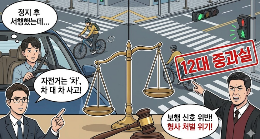 횡단보도 자전거 사고, '차 대 차'인가 '운전자 중과실'인가 기사 관련이미지