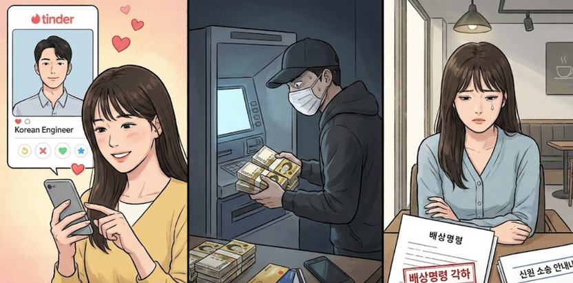 "출장 중 사고 났다" 틴더 로맨스스캠의 전형적 수법, 심부름만 했어도 징역 1년 6개월 기사 관련이미지