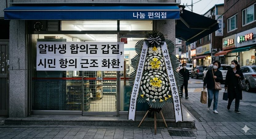 '알바생 위한 정의구현' 근조화환 보냈다간…'전과자' 될 수도 기사 관련이미지