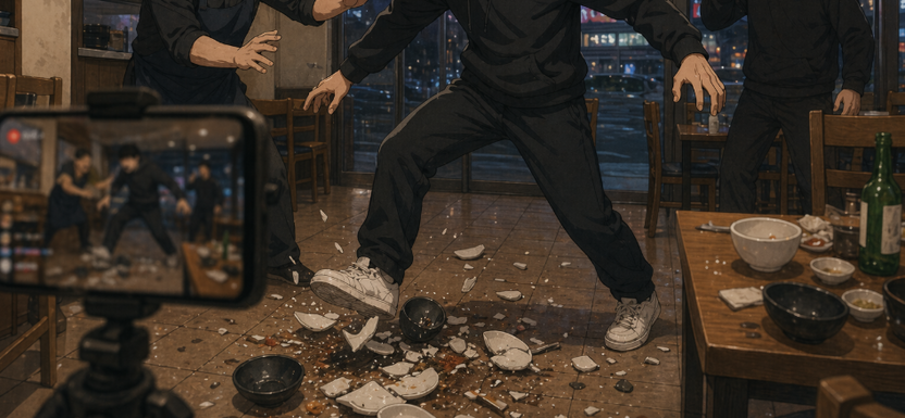 "자극적 방송 위해" 식당·노래방 쑥대밭 만든 유튜버 매니저, 징역형 집행유예 기사 관련이미지