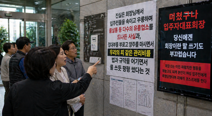 “룸살롱 가고 관리비 펑펑” 아파트 회장 비리 폭로한 주민들…1·2심 유죄 뒤집고 무죄 기사 관련이미지