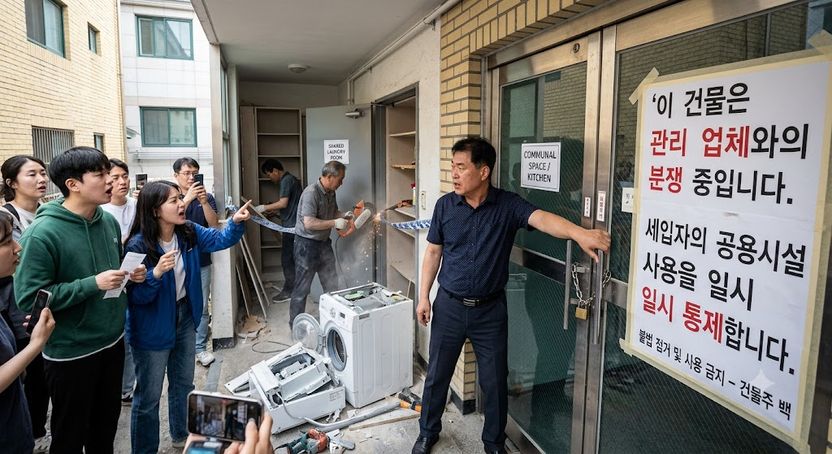 "거주 중인 방 문이 뜯겨나갔다"…건물주-운영사 싸움에 날벼락 기사 관련이미지