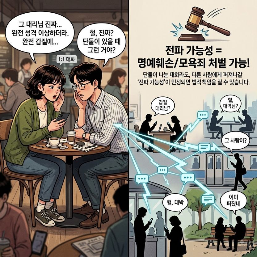 친구와 1대1 메시지로 나눈 뒷담화, 명예훼손으로 처벌될 수 있나요? 기사 관련이미지