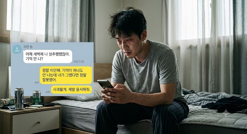 기억 안 나는 밤, '성추행했다'는 지인…덜컥 보낸 사과, 자백 될까? 기사 관련이미지