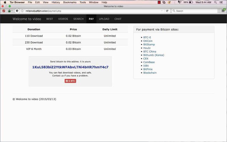 운영자 손씨는 2018년 3월초까지 '웰컴 투 비디오' 사이트를 통해 4억 667만원을 벌었다. 그의 비트코인 계좌와 가격이 사이트에 나와있다. / 미국 법무부
