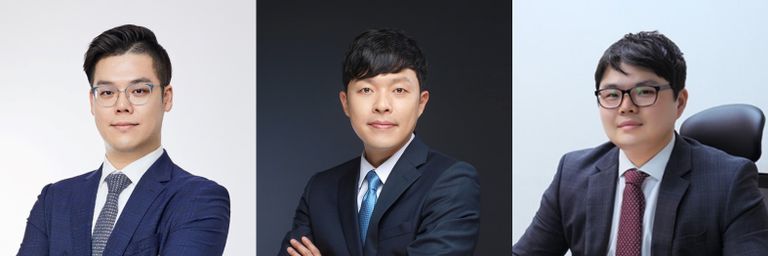 '법무법인 갑을'의 옥민석 변호사, '법무법인 에이치스'의 김용태 변호사, '법률사무소 율인'의 윤승환 변호사. /로톡DB
