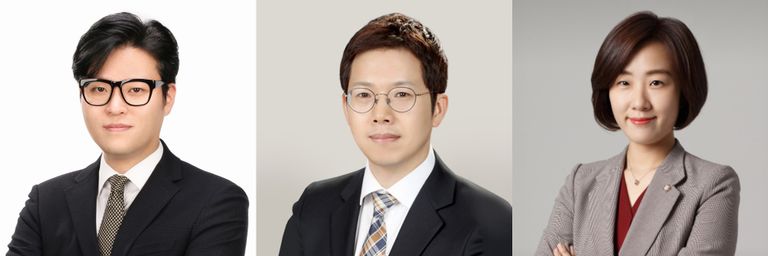 '변호사 박창규 법률사무소'의 박창규 변호사, '공동법률사무소 인도'의 안병찬 변호사, '법률사무소 로마'의 이청아 변호사. /로톡DB
